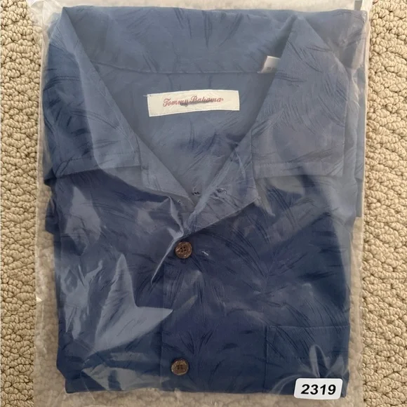 TOMMY BAHAMA Blue Hawaiian Aloha Tropical Shirt Men L Large - Picture 5 of 5